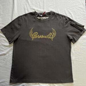 Parasuco angel wing graphic T-shirt with pocket on sleeve XL grunge streetwear